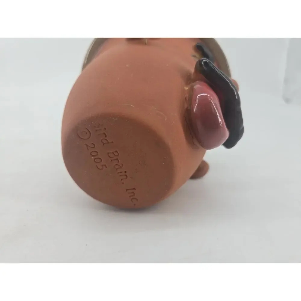 Vtg 2005 Bird Brain Whimsical Louie Hand Painted Terracotta Planter Pot ***Read*